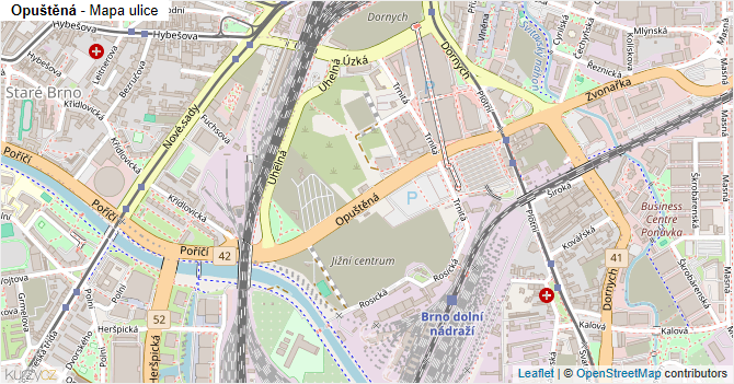 Opuštěná - mapa ulice