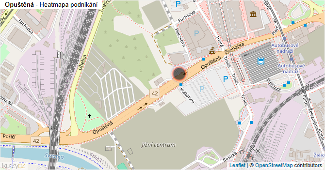 Opuštěná - mapa podnikání
