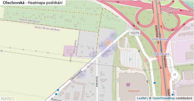 Ořechovská - mapa podnikání
