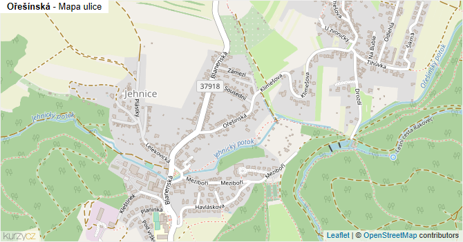Ořešínská - mapa ulice