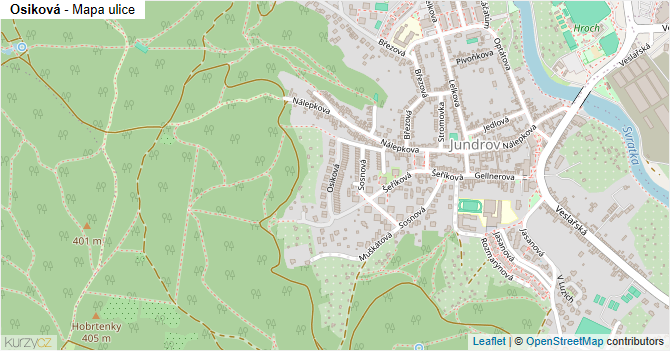 Osiková - mapa ulice