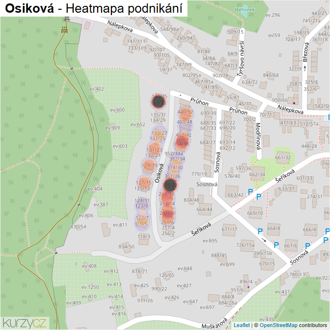 Mapa Osiková - Firmy v ulici.