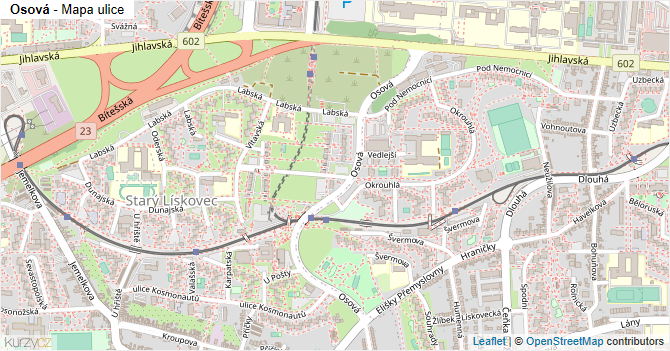 Osová - mapa ulice
