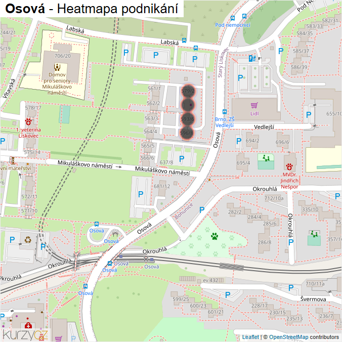 Mapa Osová - Firmy v ulici.