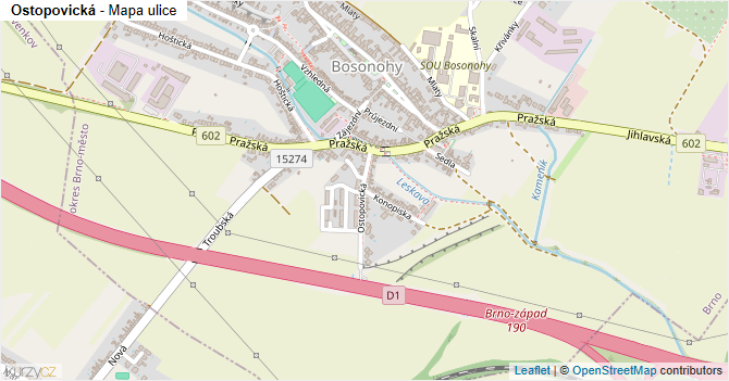 Ostopovická - mapa ulice