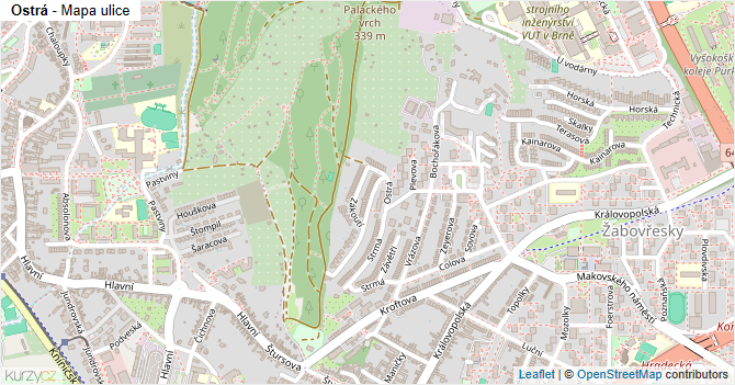 Ostrá - mapa ulice