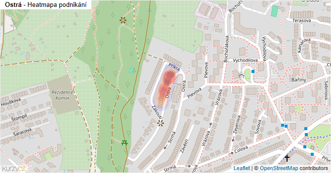 Ostrá - mapa podnikání