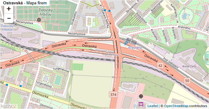 Ostravská - mapa firem