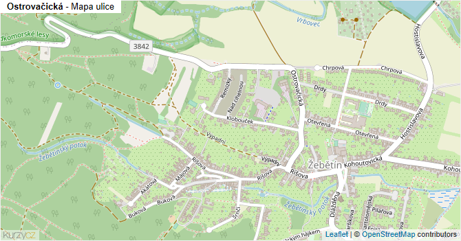Ostrovačická - mapa ulice