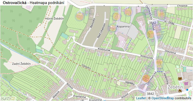 Ostrovačická - mapa podnikání