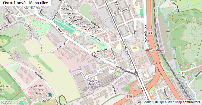 Ostružinová - mapa ulice