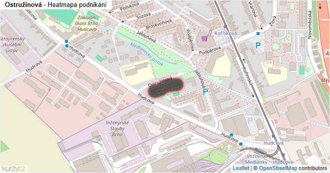 Ostružinová - mapa podnikání