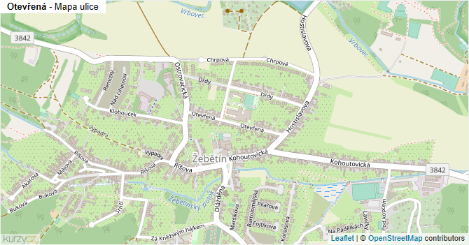 Otevřená - mapa ulice