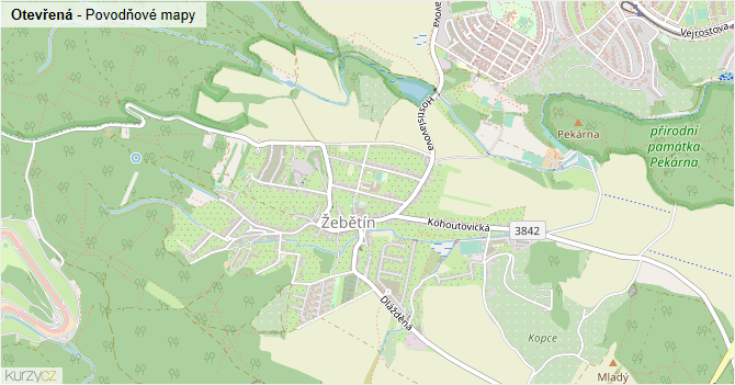 Otevřená - záplavové mapy stoleté vody
