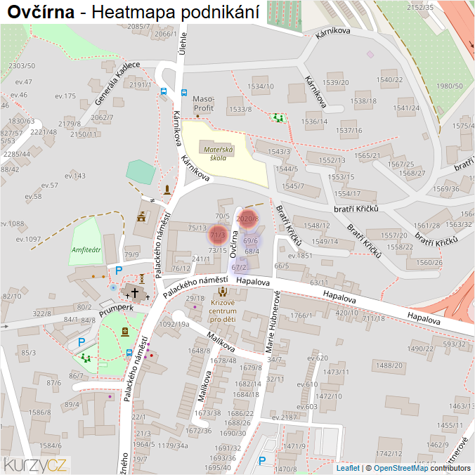 Mapa Ovčírna - Firmy v ulici.