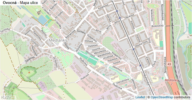 Ovocná - mapa ulice
