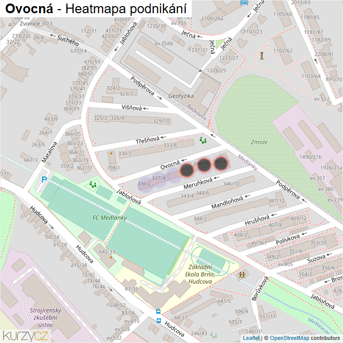 Mapa Ovocná - Firmy v ulici.