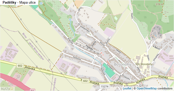 Padělíky - mapa ulice