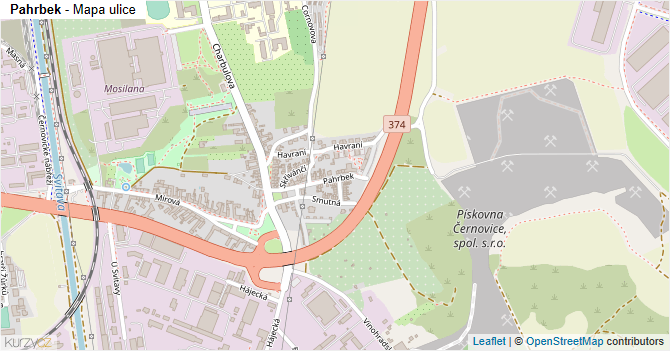 Pahrbek - mapa ulice