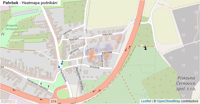 Pahrbek - mapa podnikání