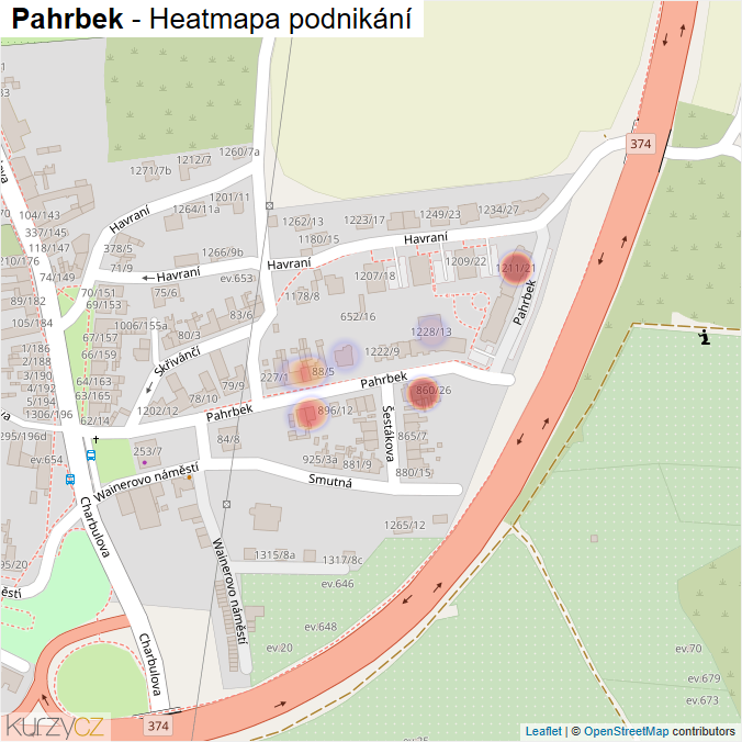 Mapa Pahrbek - Firmy v ulici.
