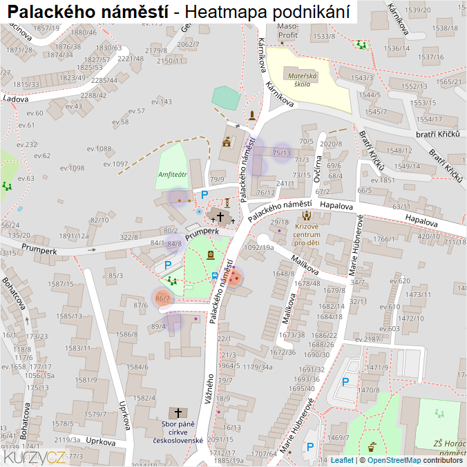 Mapa Palackého náměstí - Firmy v ulici.