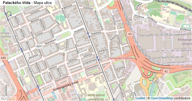 Palackého třída - mapa ulice