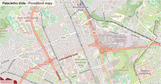 Palackého třída - záplavové mapy stoleté vody