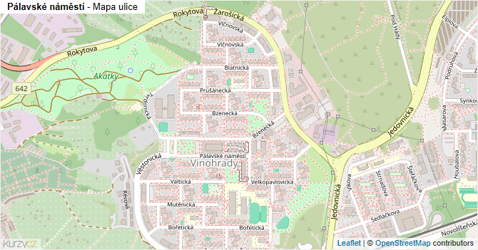Pálavské náměstí - mapa ulice