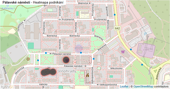 Pálavské náměstí - mapa podnikání