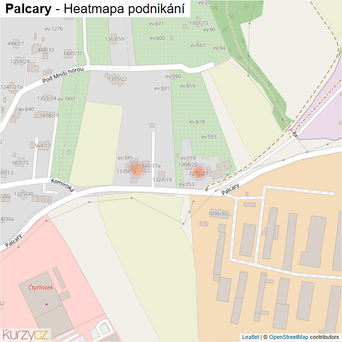 Mapa Palcary - Firmy v ulici.