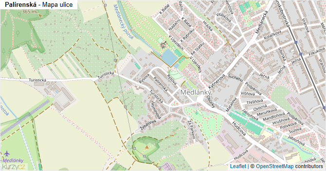 Palírenská - mapa ulice