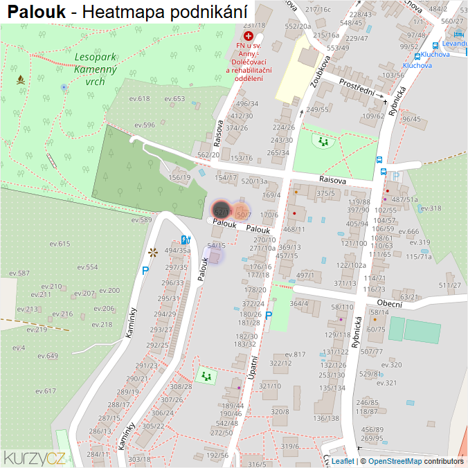 Mapa Palouk - Firmy v ulici.