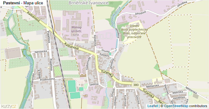Pastevní - mapa ulice