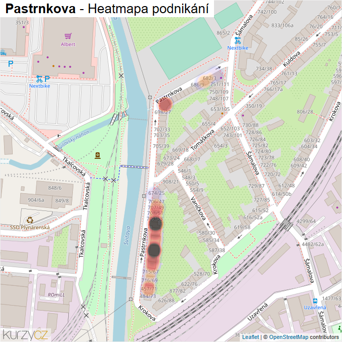 Mapa Pastrnkova - Firmy v ulici.