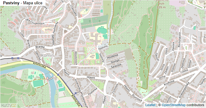 Pastviny - mapa ulice