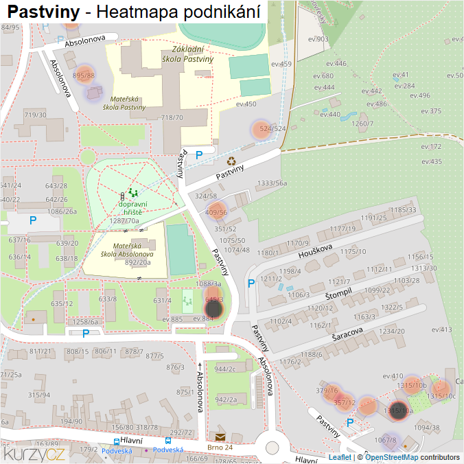 Mapa Pastviny - Firmy v ulici.