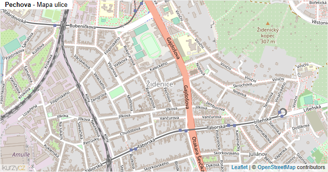 Pechova - mapa ulice