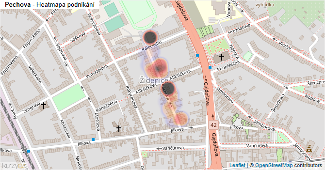 Pechova - mapa podnikání