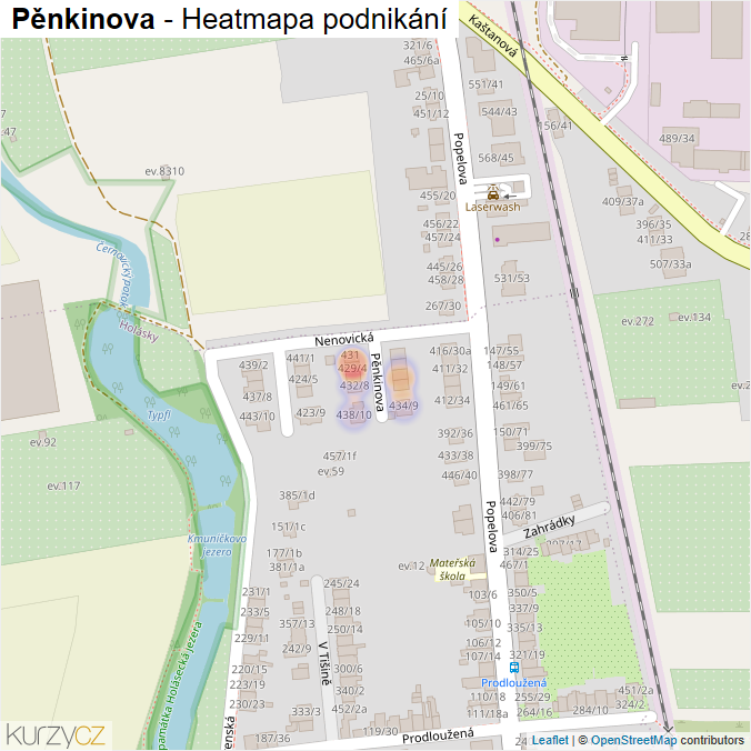 Mapa Pěnkinova - Firmy v ulici.