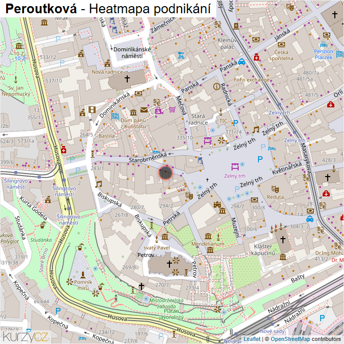 Mapa Peroutková - Firmy v ulici.