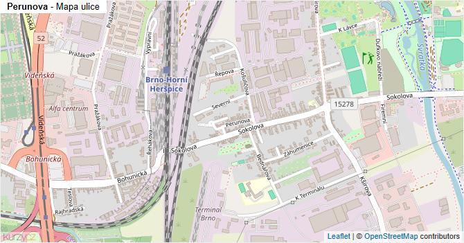 Perunova - mapa ulice