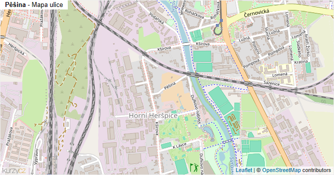 Pěšina - mapa ulice