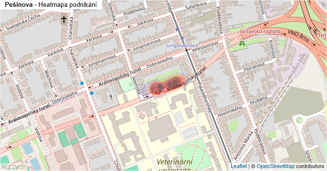 Pešinova - mapa podnikání