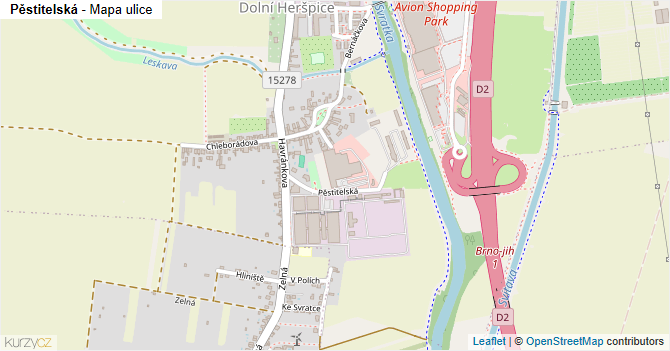 Pěstitelská - mapa ulice