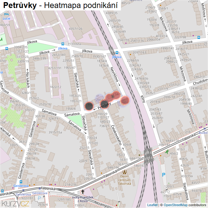 Mapa Petrůvky - Firmy v ulici.