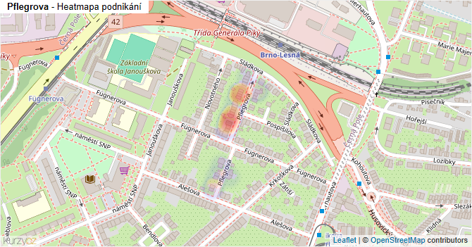 Pflegrova - mapa podnikání