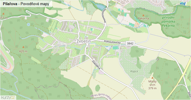 Pilařova - záplavové mapy stoleté vody