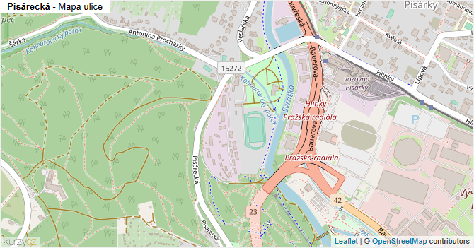 Pisárecká - mapa ulice