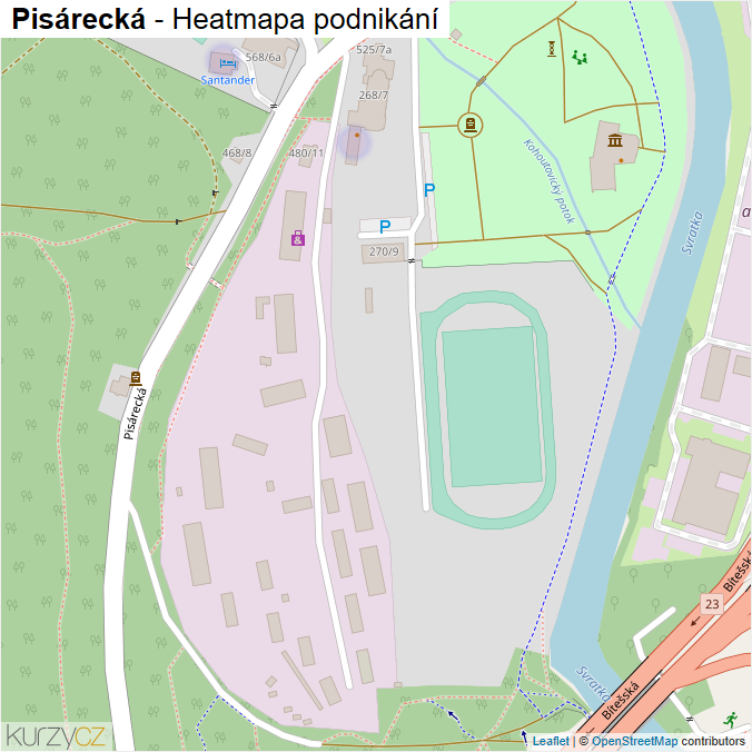 Mapa Pisárecká - Firmy v ulici.